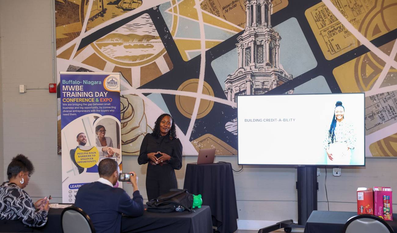 A presenter leading the Building Credit-A-Bility workshop